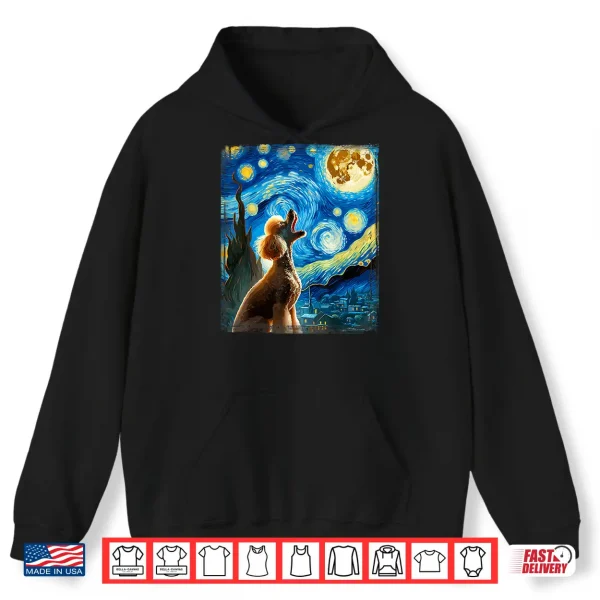Hoodie Poodle Dog Moonlit Canine Art Van Gogh Starry Night Poodle Shirt
