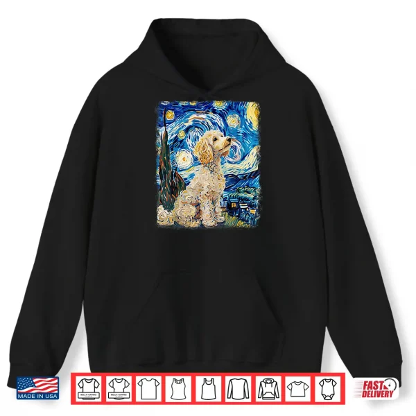 Hoodie Poodle Dog Starry Night Painting Shirt