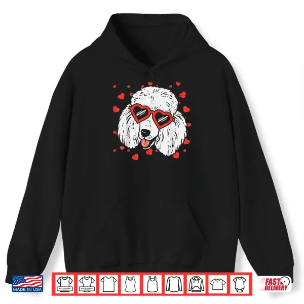 Hoodie Poodle Face Heart Glasses Cute Valentines Day Dog Lover Gift Shirt
