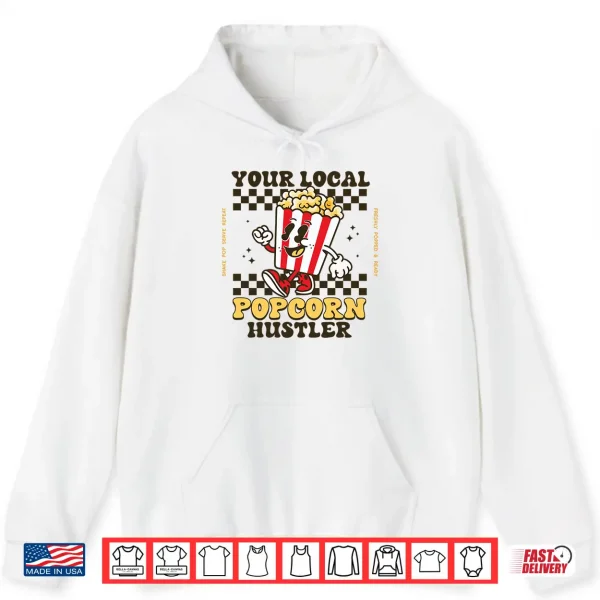 Hoodie Popcorn Costume for Kids Women Men Pop Corn Stand Seller Performance Shirt