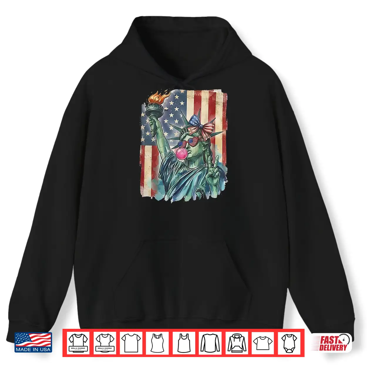 Preppy 4Th Of July Statue Of Liberty Blowing Bubble Gum Shirt Preppy 4Th Of July Statue Of Liberty Blowing Bubble Gum Shirt