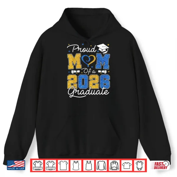 Hoodie Proud Graduate Blue Gold Senior 2026 Grad Shirt