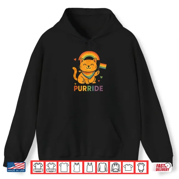 Hoodie Purride Cat Pride Month LGBTQ Funny Pride Ally Shirt