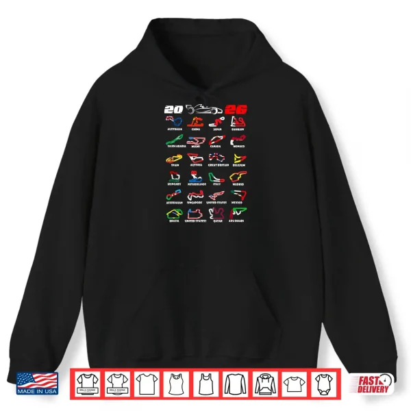Hoodie Race Car Enthusiast Motorsport Racing Fan World Flags Shirt