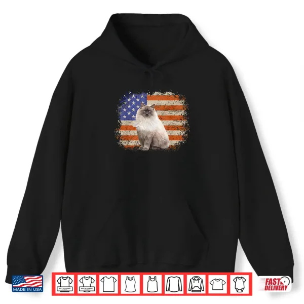 Hoodie Ragdoll Cat 4th of July Patriotic Independence Celebrations Shirt
