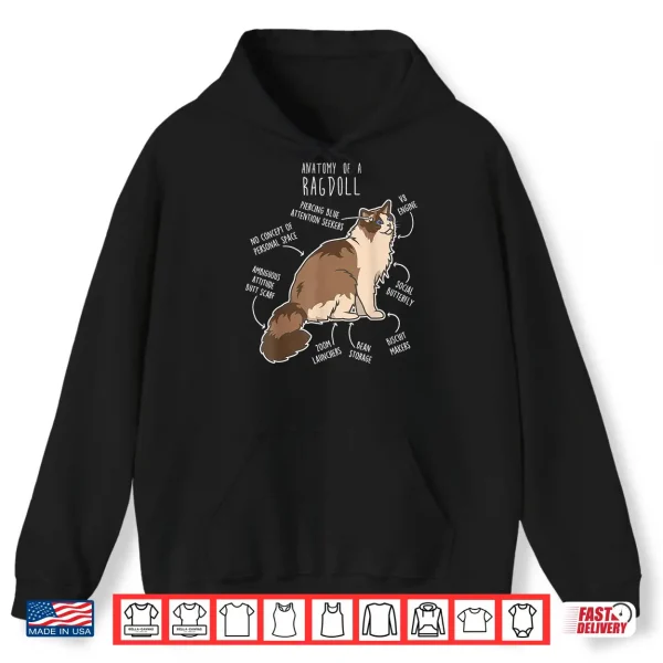 Hoodie Ragdoll Cat Anatomy Funny Cute Pet Mom Dad Seal Bicolor Shirt