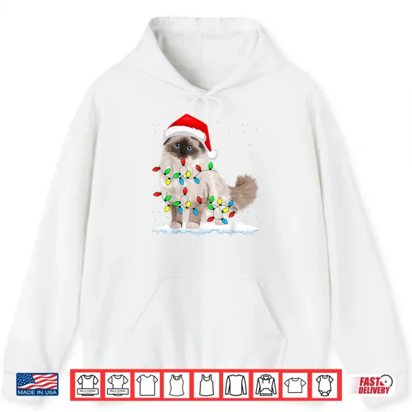 Hoodie Ragdoll Cat Christmas Lights Xmas Cat Lover Shirt
