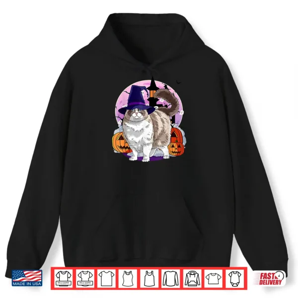 Hoodie Ragdoll Cat Cute Halloween Witch Pumpkin Shirt