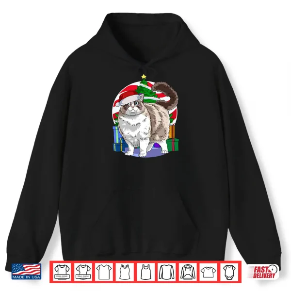Hoodie Ragdoll Cat Cute Santa Christmas Tree Decor Shirt