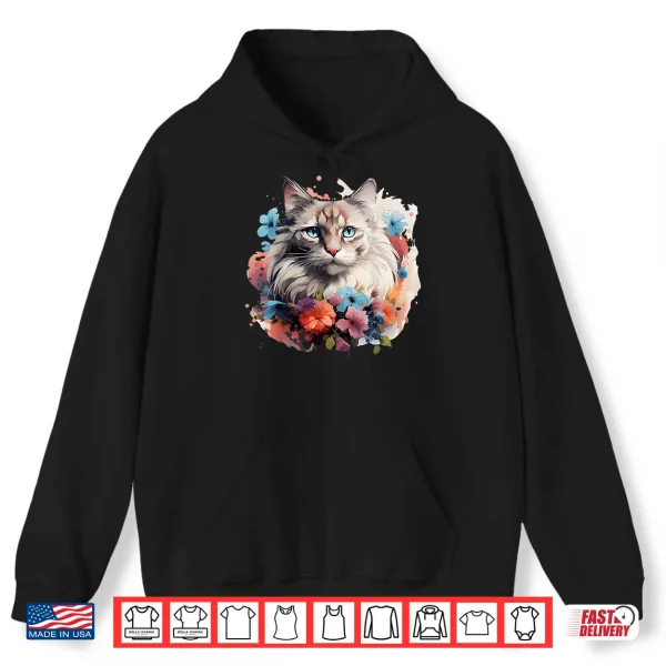 Hoodie Ragdoll Cat Flower Shirt
