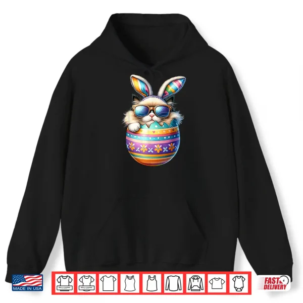 Hoodie Ragdoll Cat Lover Easter Egg Happy Easter Bunny Ears Shirt