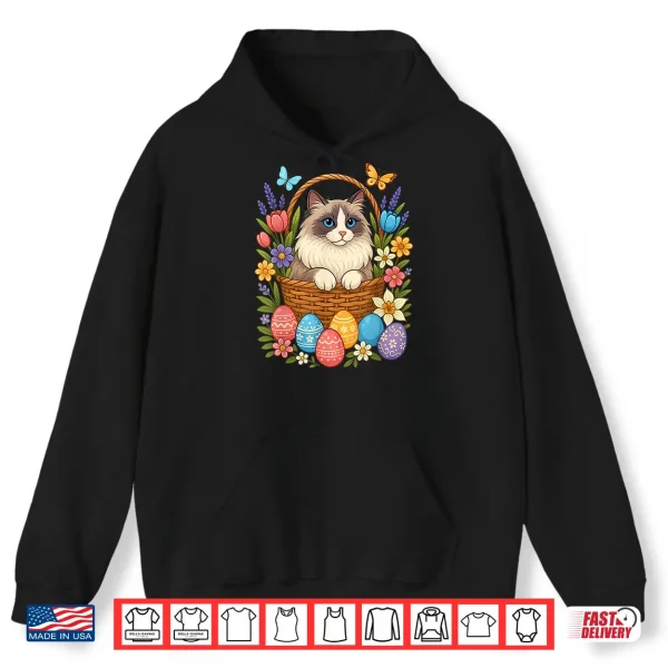 Hoodie Ragdoll Cat Lover Ragdoll Easter Eggs Flowers Cat Owner Shirt