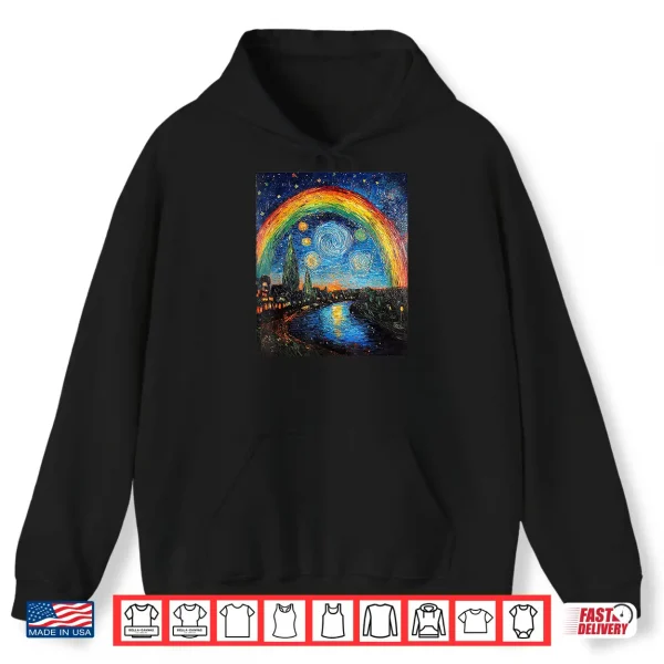 Hoodie Rainbow LGBT Pride Month Van Gogh Style Starry Night Shirt