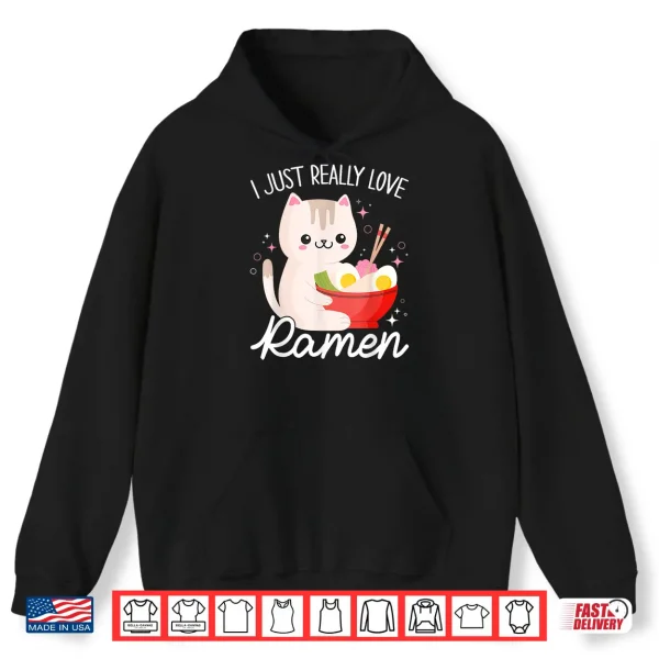 Hoodie Ramen Cat Anime Shirt Kawaii Clothes Otaku Clothing Manga Shirt