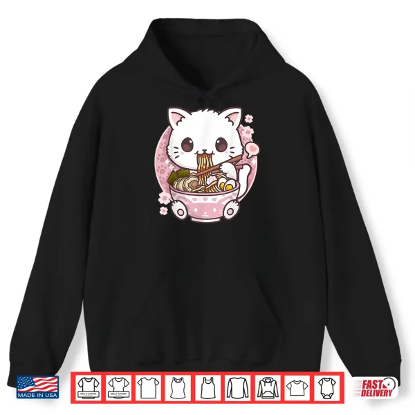 Hoodie Ramen Cat Kawaii Anime Ramen Cat Cat Lovers Kawaii Neko Shirt