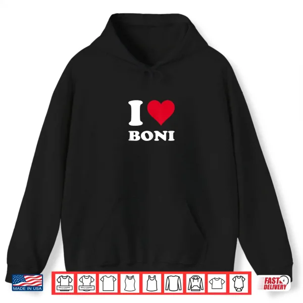 Hoodie Red Heart I Love Boni Shirt