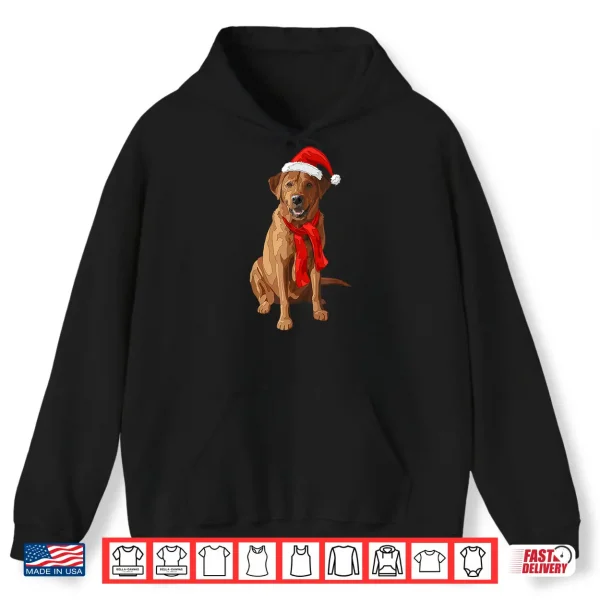 Hoodie Red Labrador Retriever Dog Christmas Santa Hat RLRCSH Shirt