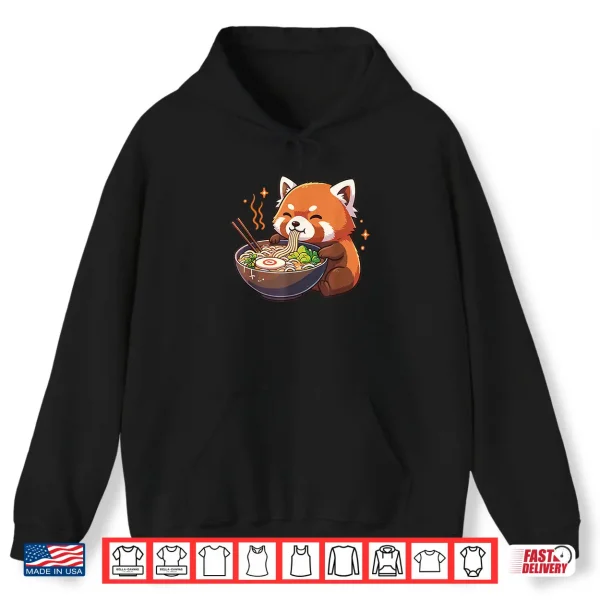 Hoodie Red Panda with Noodles Ramen Kawaii Red Panda Shirt