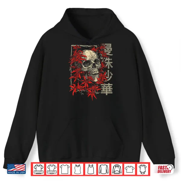 Hoodie Red Spider Lily Flower Skull Skeleton Japanese Anime Otaku Shirt