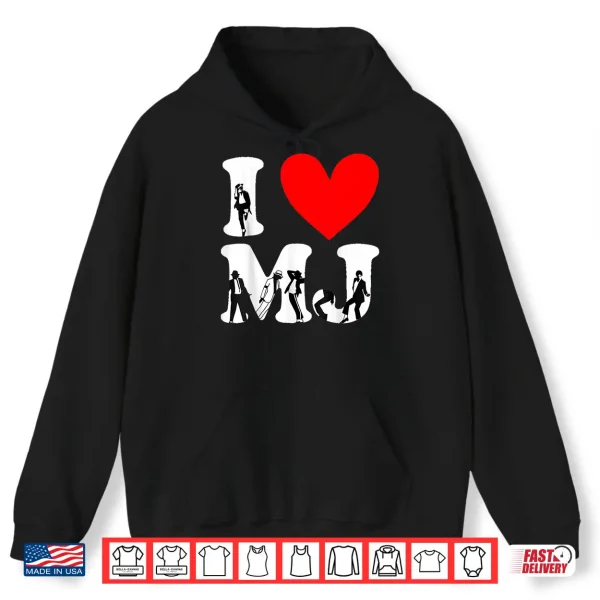 Hoodie Retro I Love M J Heart M J Shirt