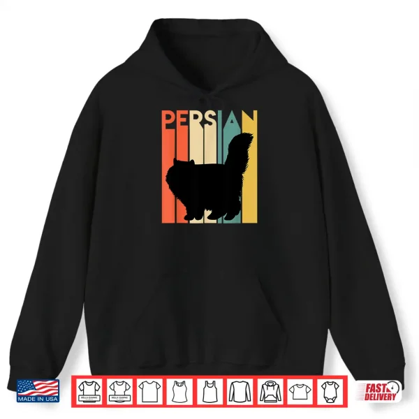 Hoodie Retro Persian Cat Silhouette Vintage Feline Cat Lover Gift Shirt