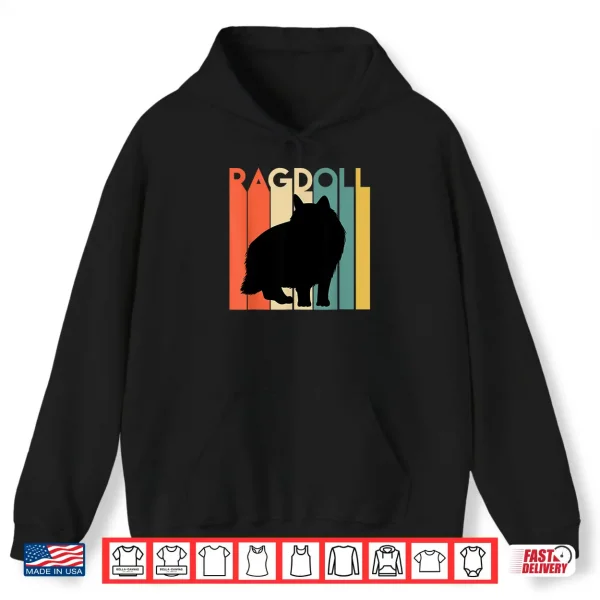 Hoodie Retro Ragdoll Cat Silhouette Vintage Feline Cat Lover Gift Shirt