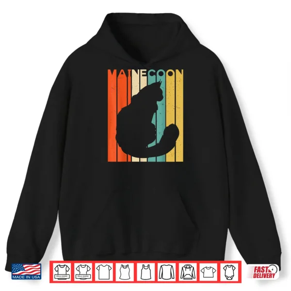 Hoodie Retro Vintage Maine Coon Cat Silhouette Maine Coon Lover Shirt