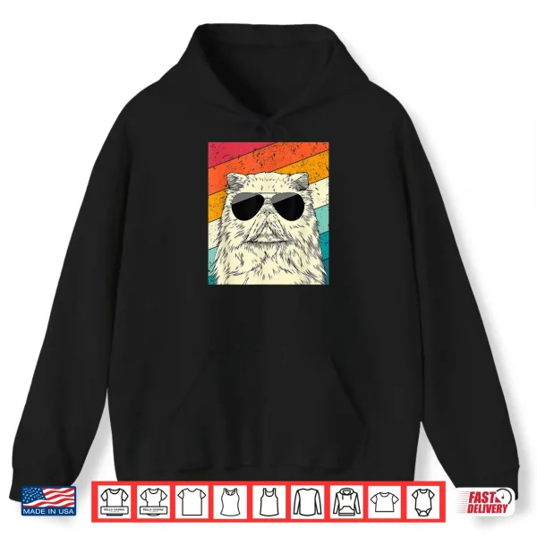 Hoodie Retro Vintage Persian Cat with Sunglasses Cat Lovers Shirt