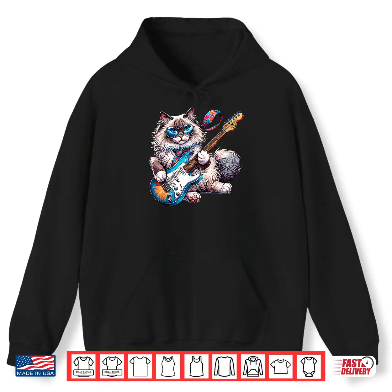 Rock Cat Playing E Guitar Funny Guitar Ragdoll Cat Shirt For Men Women Girls Kids Rock Cat Playing E Guitar Funny Guitar Ragdoll Cat Shirt For Men Women Girls Kids