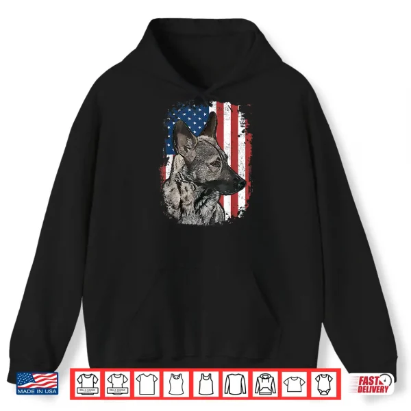 Hoodie Sable German Shepherd American Flag Patriotic Dog Shirt