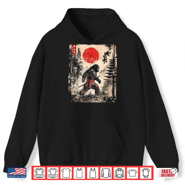 Hoodie Samurai Bigfoot Japanese Vintage Graphic Ukiyo e Art Funny Shirt