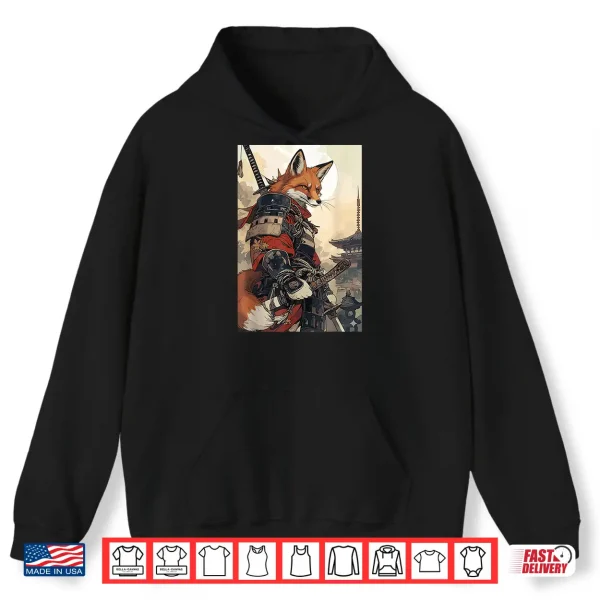 Hoodie Samurai Fox Shirts for Women Men Vintage Graphic Japanese Shirt