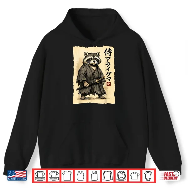 Hoodie Samurai Raccoon Japanese Warrior Vintage Ukiyo e Anime Art Shirt