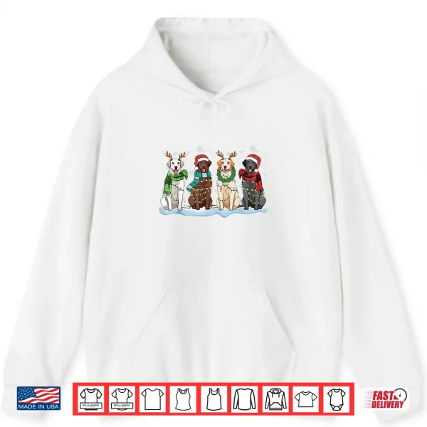 Hoodie Santa Hat Labrador Retriever Reindeer Tree Light Christmas Shirt