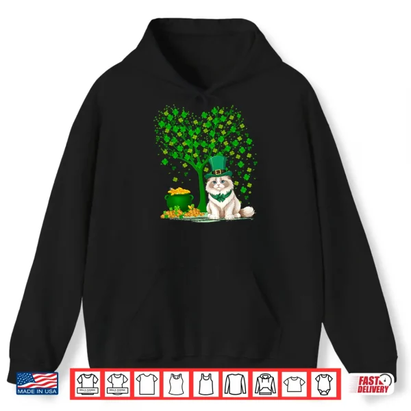 Hoodie Shamrock Tree Leprechaun Hat Ragdoll Cat St Patricks Day Shirt