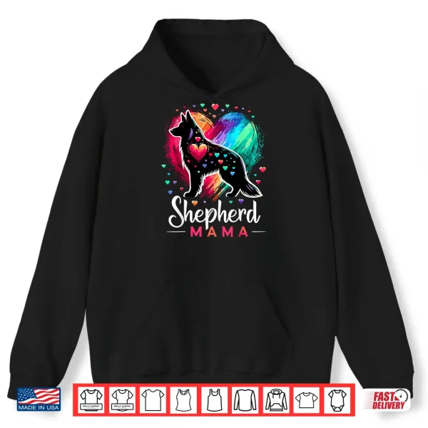 Hoodie Shepherd Mama Colorful German Shepherd Dog Mom Shirt
