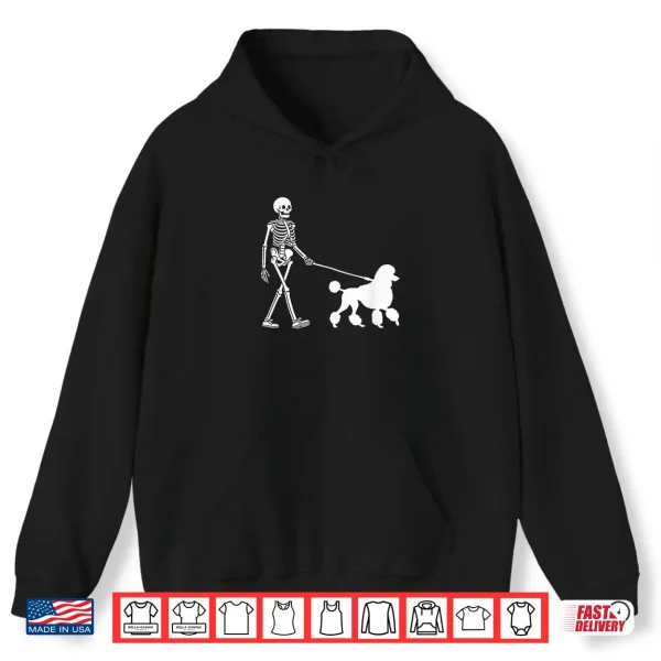 Hoodie Skeleton Walking a Dog Poodle Halloween Outfit Shirt