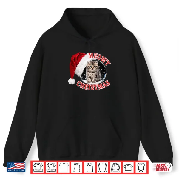 Hoodie Snow Globe Maine Coon Cat Meowy Christmas Shirt