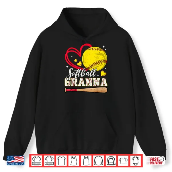 Hoodie Softball Granna Family Matching Cute Softball Heart Shirt