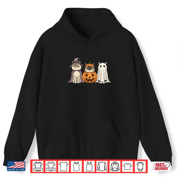 Hoodie Spooky Ghost Ragdoll Cat Lover Pumpkin Halloween Shirt