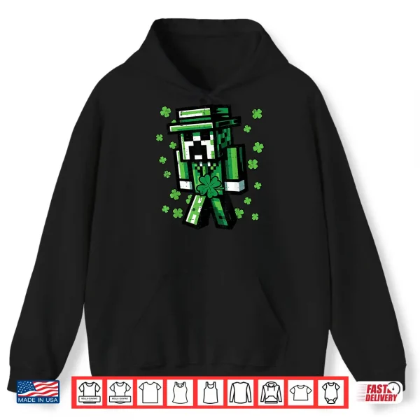 Hoodie St Patricks Day Pixel Gamer Saint Paddys Gaming Boys Kid Men Shirt