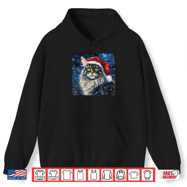 Hoodie Starry Night Maine Coon Cute Cat Christmas Shirt