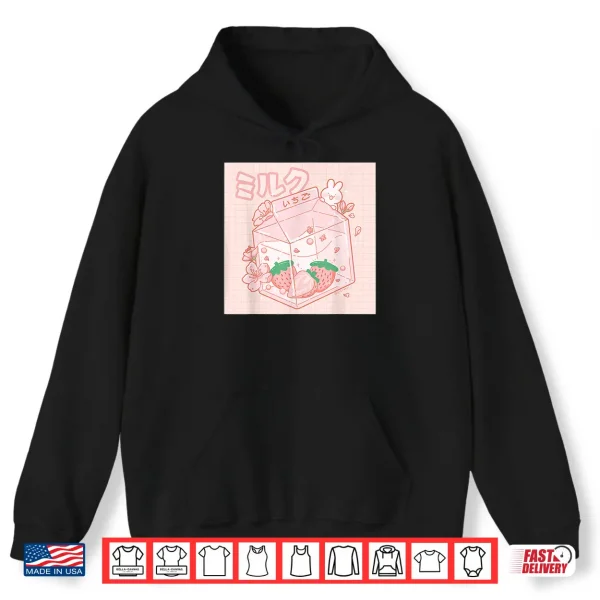 Hoodie Strawberry Milk Bunny Japanese Kawaii Anime Aesthetic Pink Shirt