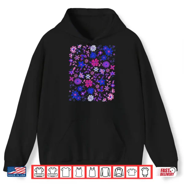 Hoodie Subtle Bi Pride Bisexual Rainbow Wildflowers LGBT Month Shirt