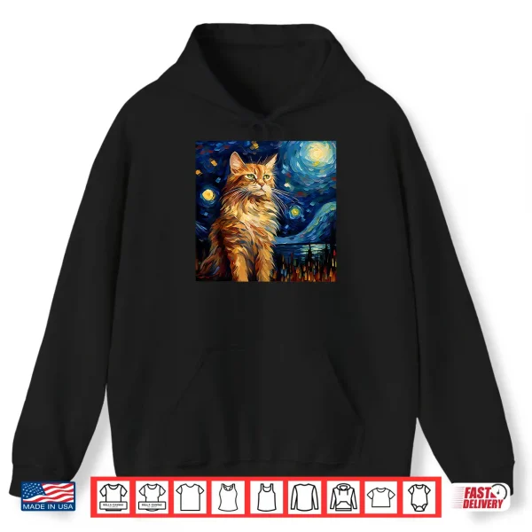 Hoodie Surreal Starry Night Maine Coon Cat Shirt