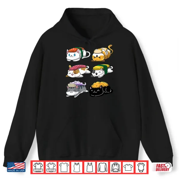 Hoodie Sushi Cats Sushi Lover Cat Lover Kawaii Anime Neko Shirt