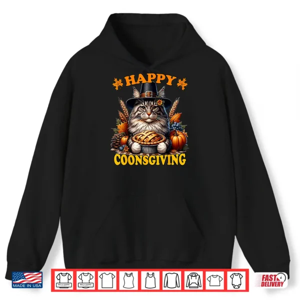Hoodie Thanksgiving Maine Coon Cat Professional Minimalist Modern Graphic Shirt