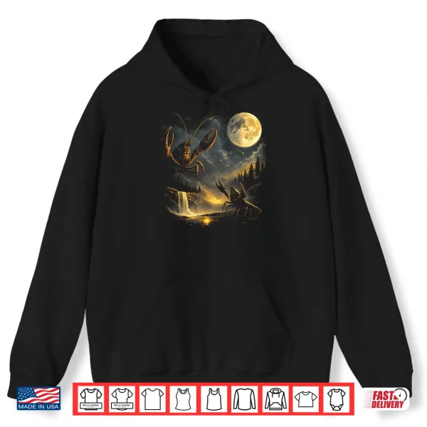 Hoodie Three Crawfish Moon Crawfish Howling to The Moon Shirt