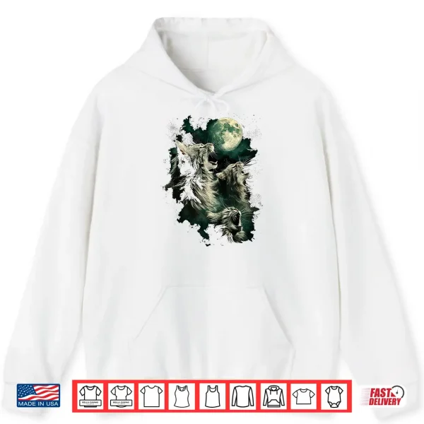 Hoodie Three Maine Coons Howling at the Moon 3 Hungry Cats Meowing Shirt