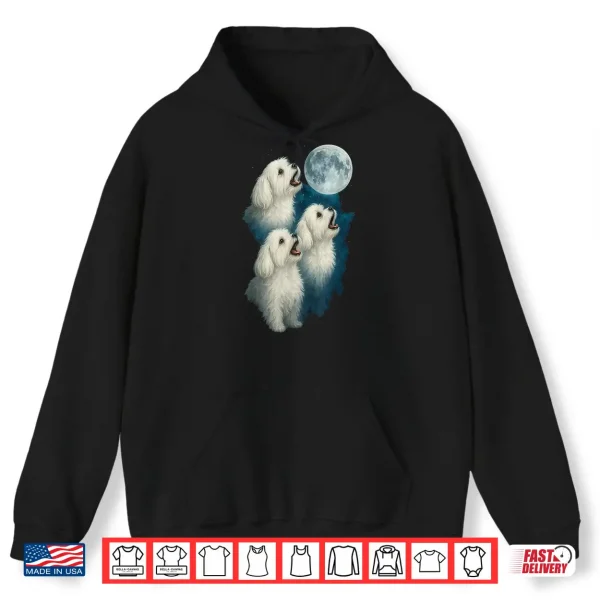 Hoodie Three Maltese Howling At The Moon 3 Maltipoo Moon Shirt
